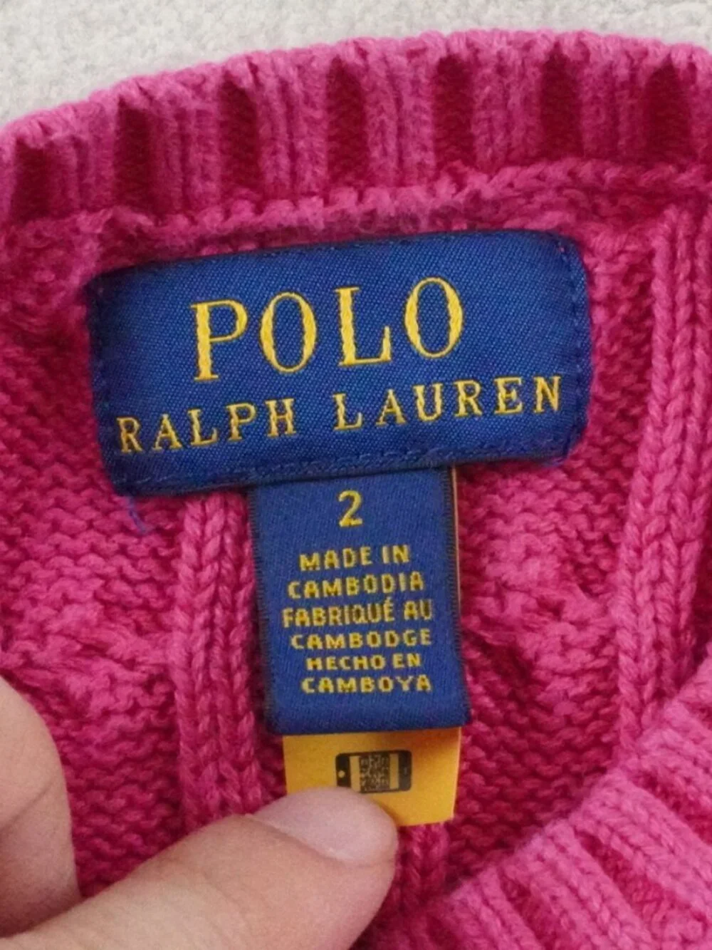 Polo Ralph Lauren Cable Knit Sweater Girls 2 Youth Pink